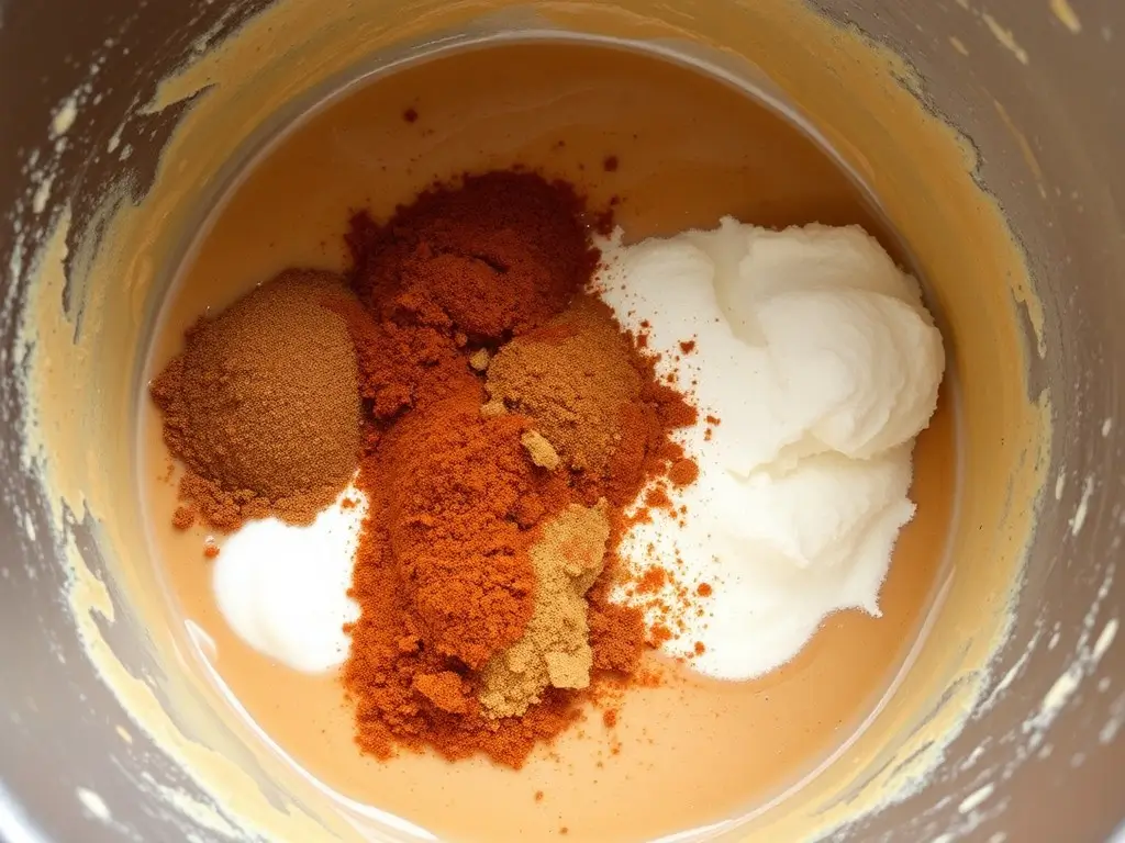 Adding spices and leavening agents to pumpkin gluten free muffin batter