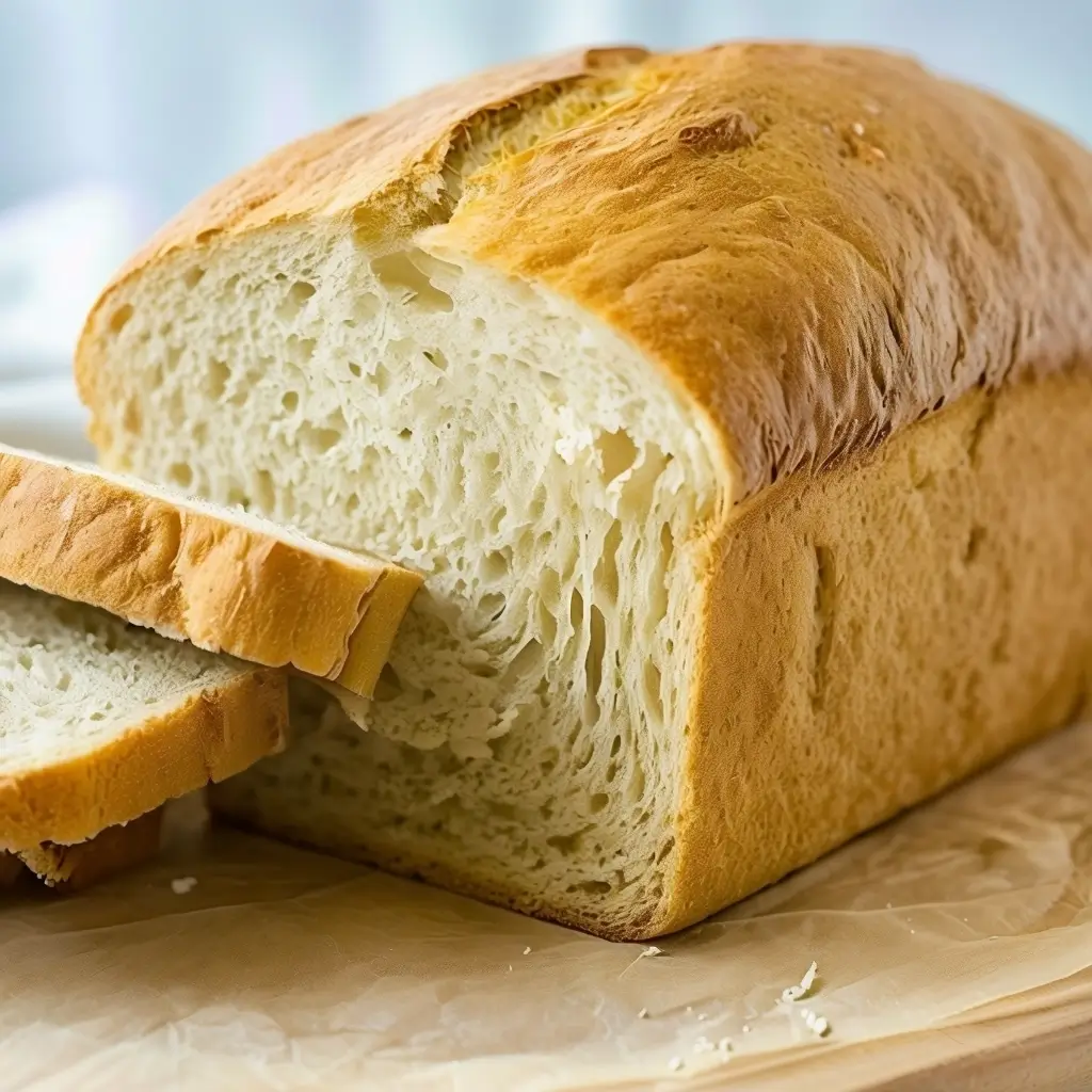 Gluten-free white bread baking in an oven, turning golden brown with a perfect rise and crust forming on top