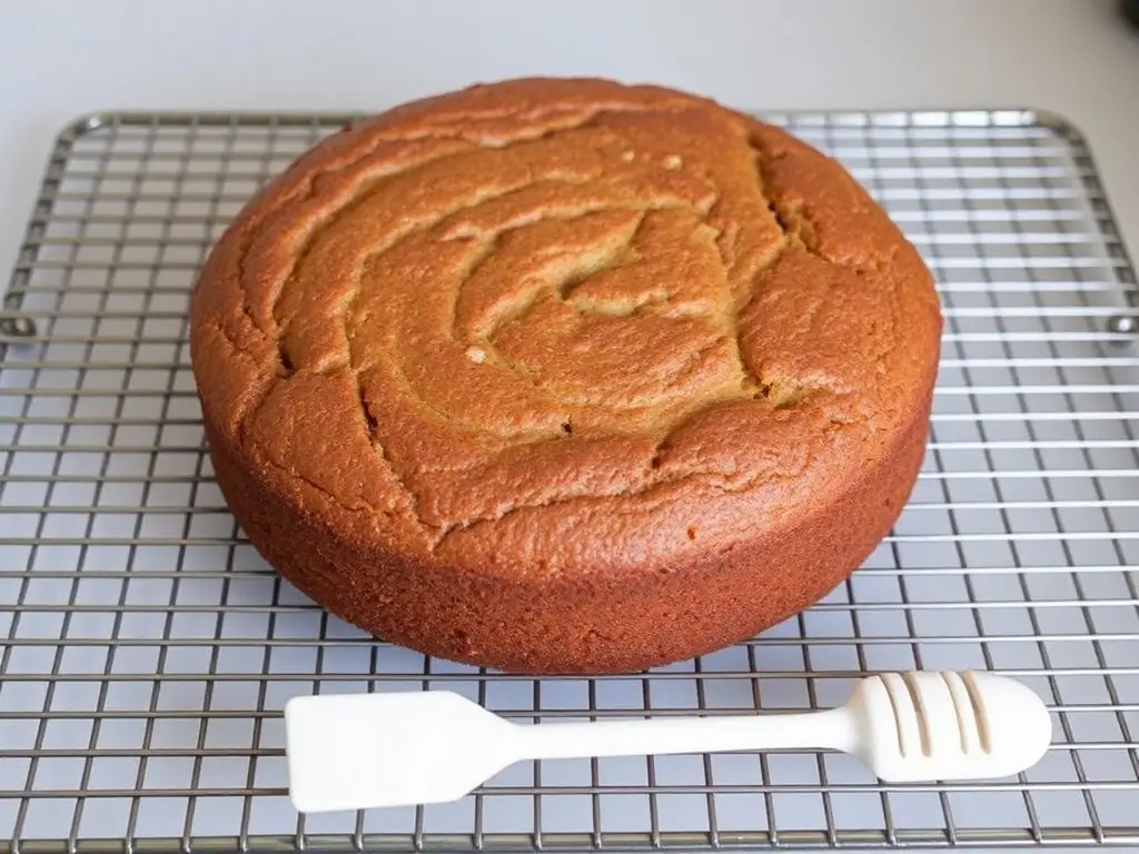 Gluten-free Dorset apple cake cooling on a wire rack after baking