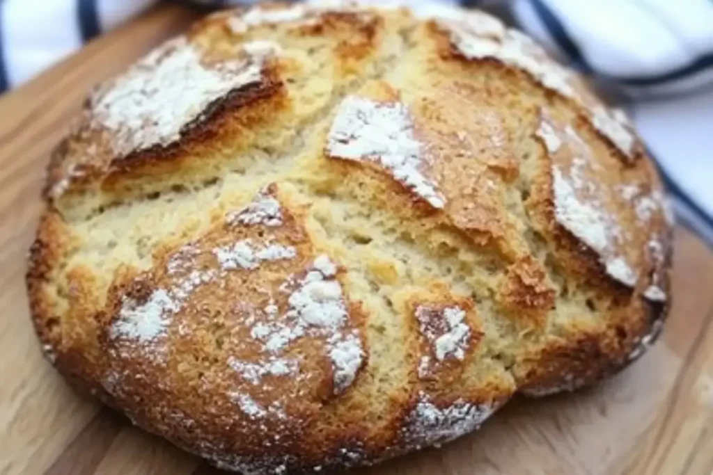 Golden baked gluten-free Irish soda bread cooling on rack