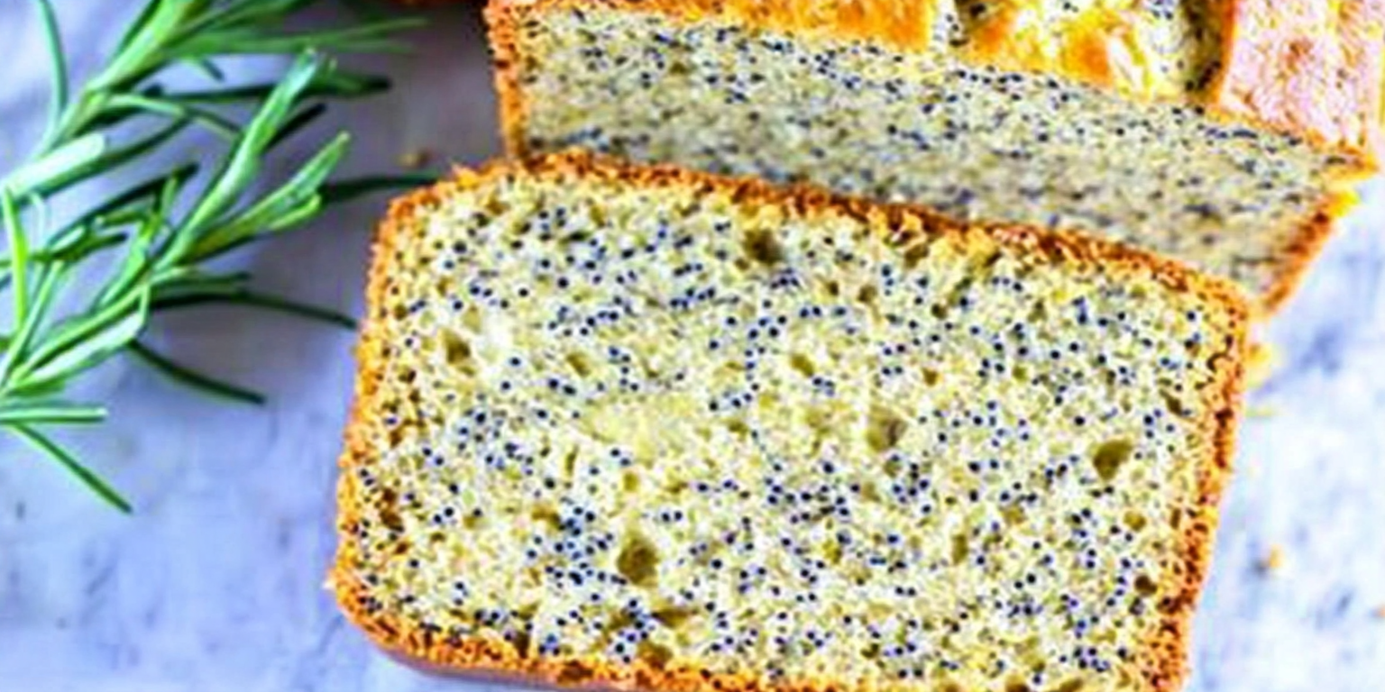 Golden gluten-free Orange Poppy Seed Bread with visible poppy seeds and orange zest