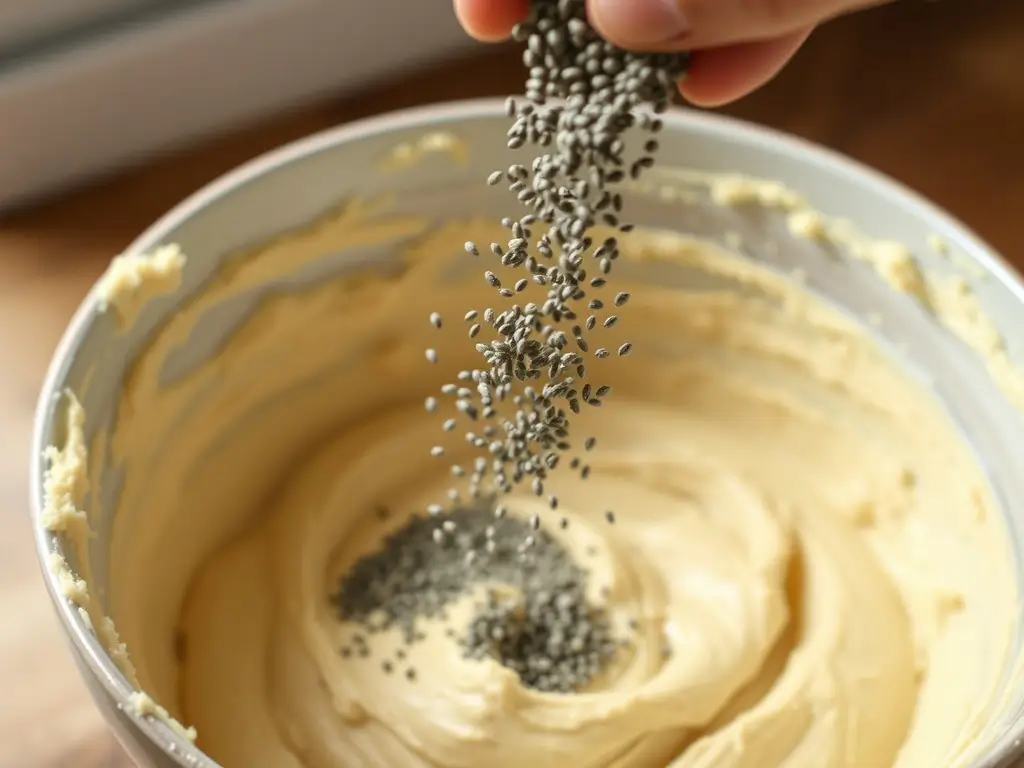 Poppy seeds added to Orange Poppy Seed Bread batter for texture and flavor.