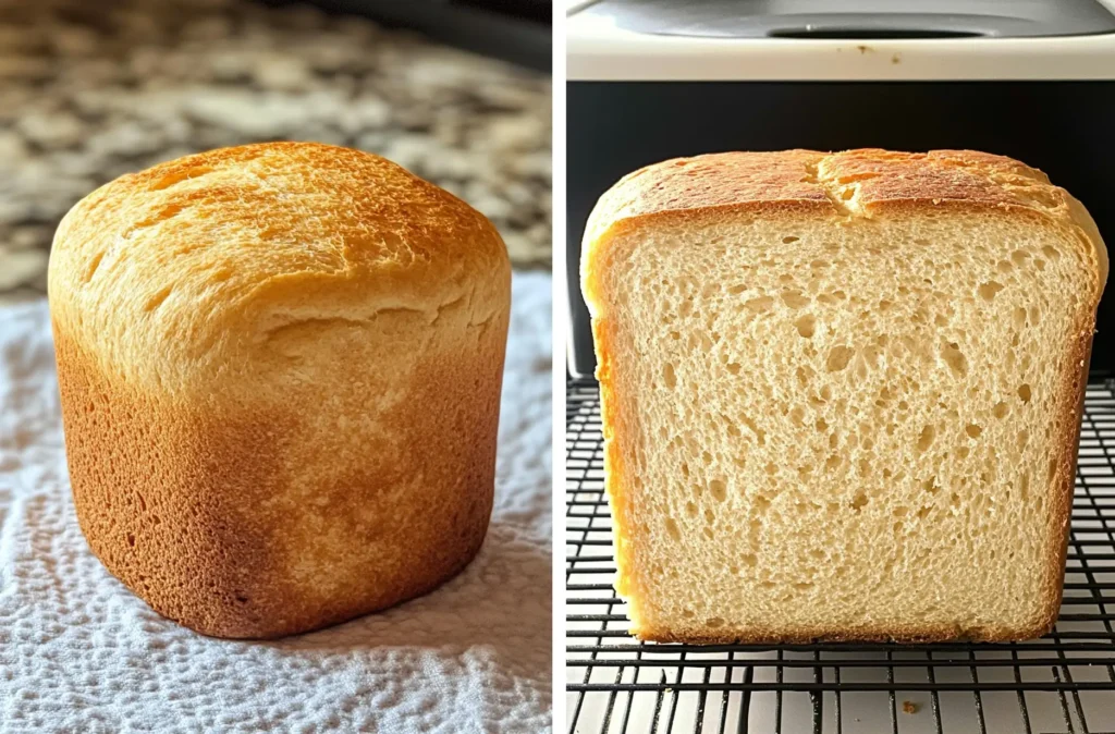 Golden loaf of perfect gluten-free bread sliced in a cozy kitchen setting