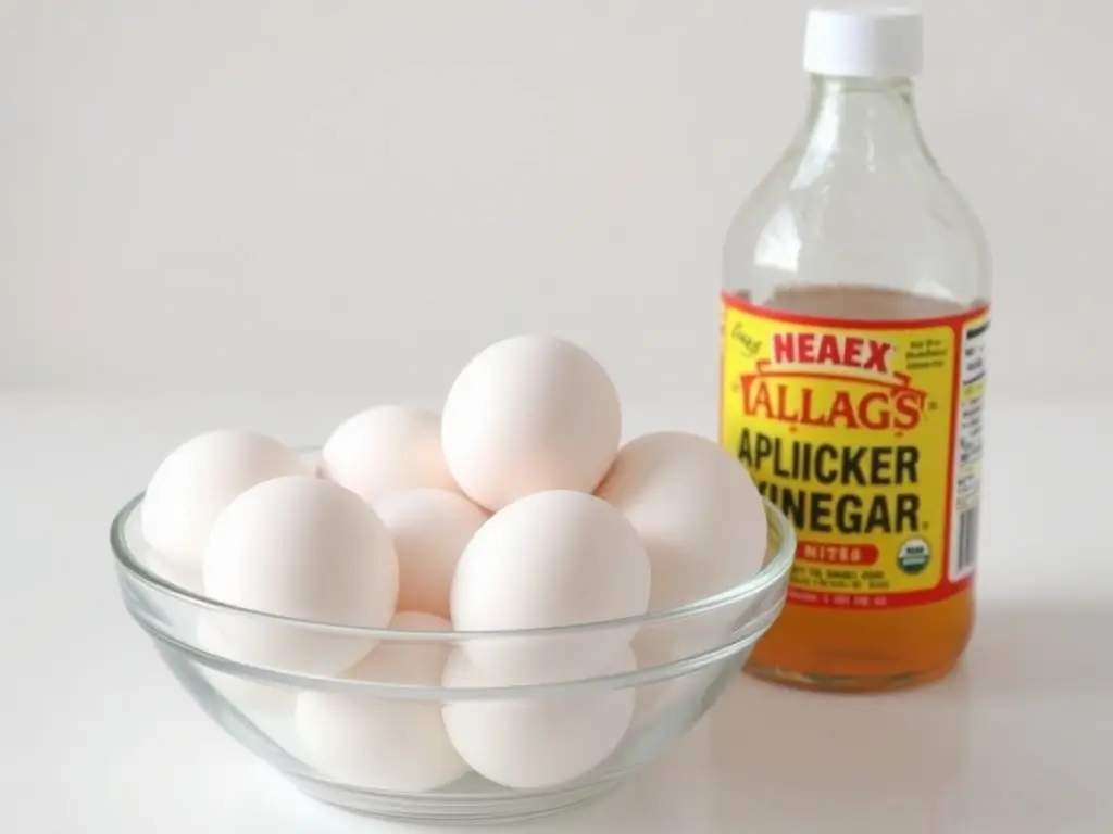 Adding eggs and apple cider vinegar to the bread mix