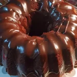 Gluten-free chocolate bundt cake topped with rich ganache, highlighting its moist and delicious texture