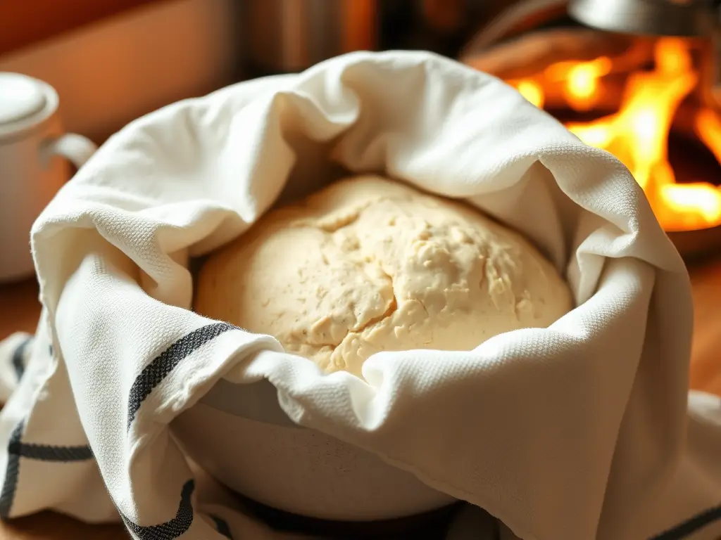 Dough rising in a bowl for gluten-free yeast donuts – a critical step for fluffiness