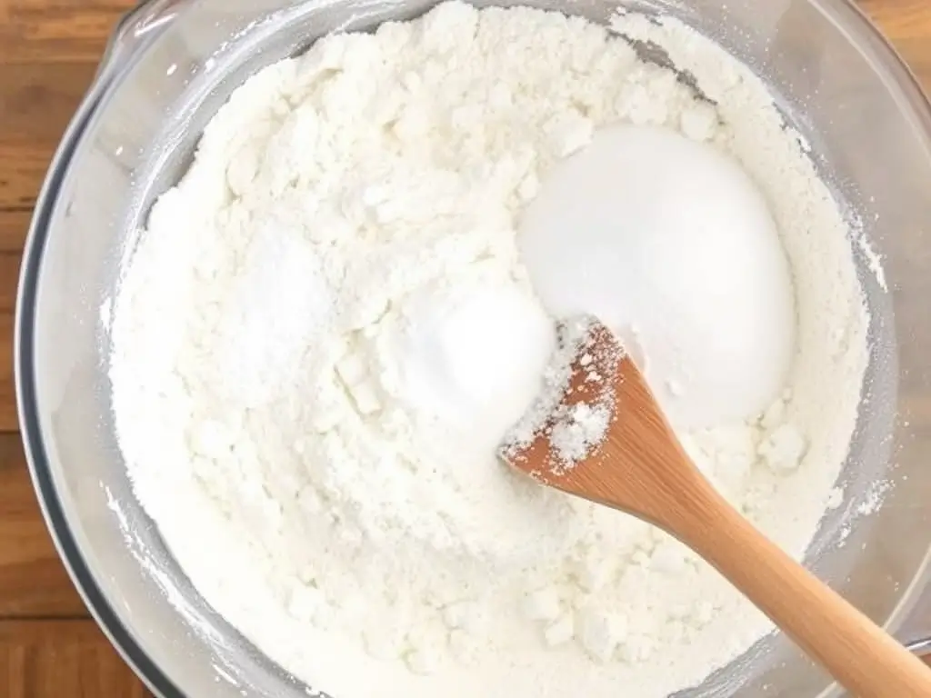 Mixing dry ingredients – flour, sugar, and salt