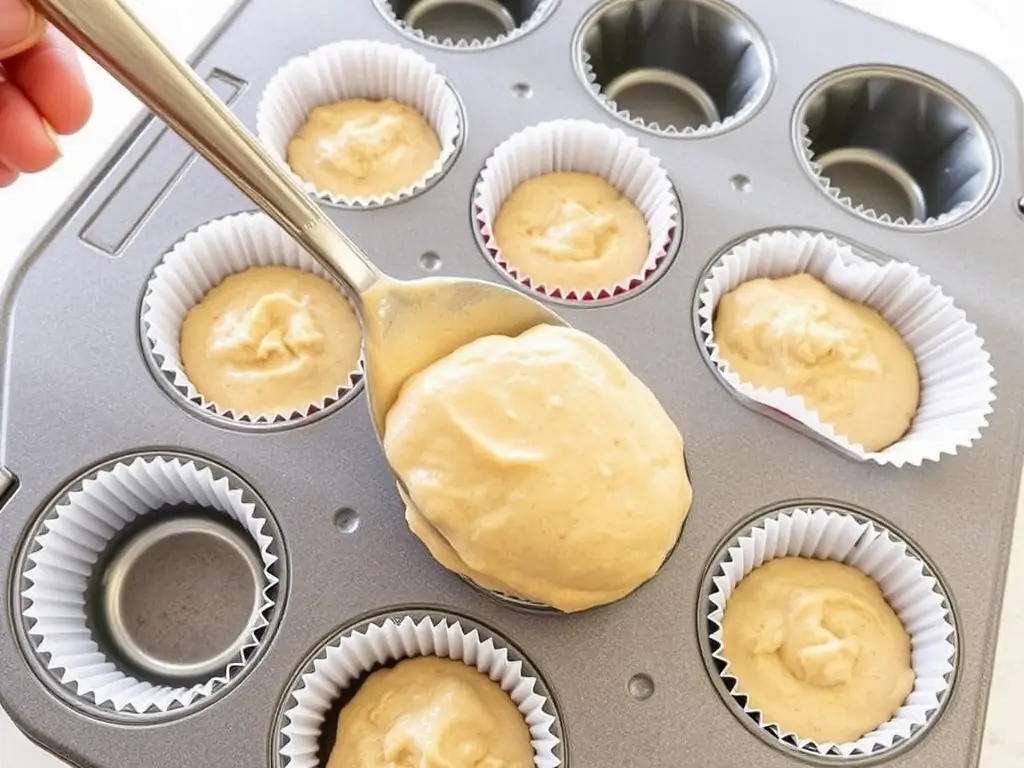 Filling cups for almond flour banana muffins