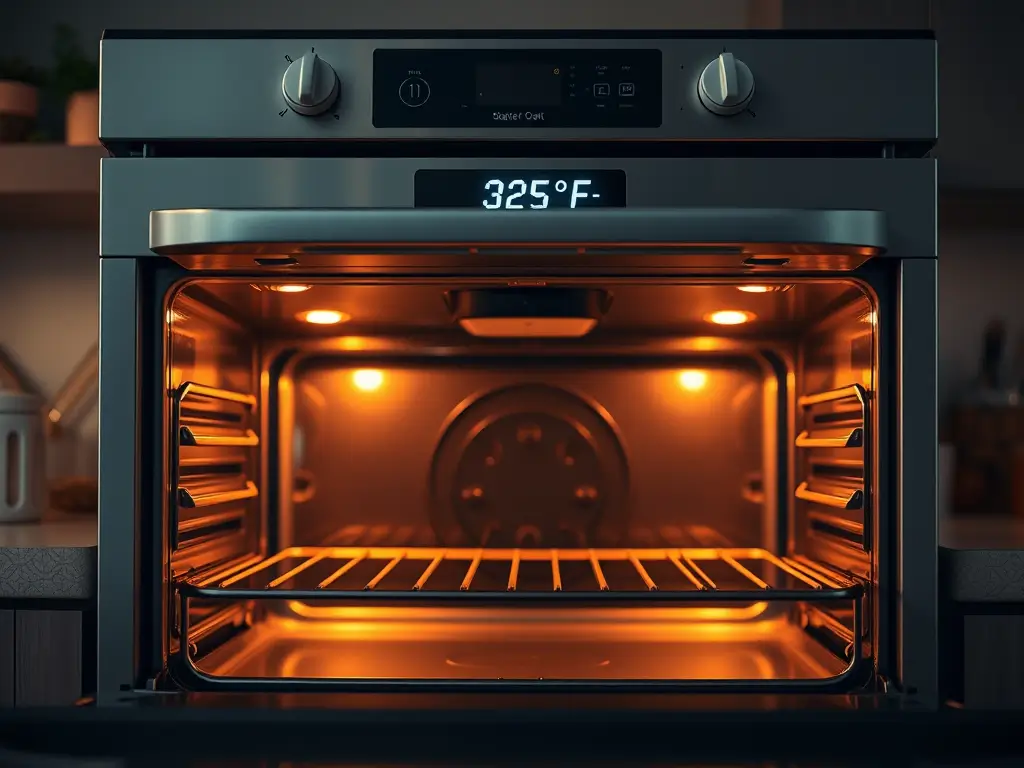 Oven preheating to 325°F for baking 